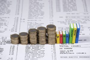 coins and school books