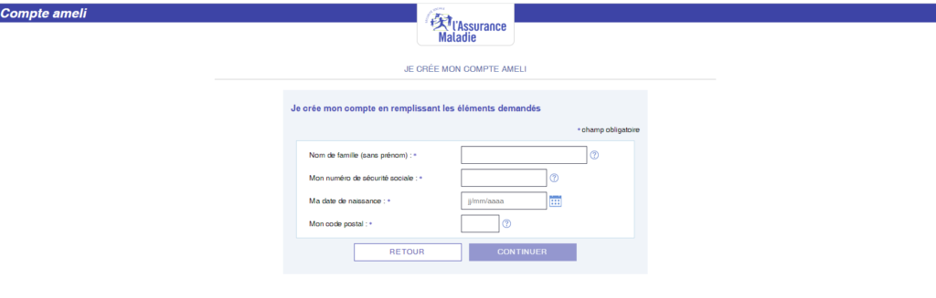 ameli website screenshot
