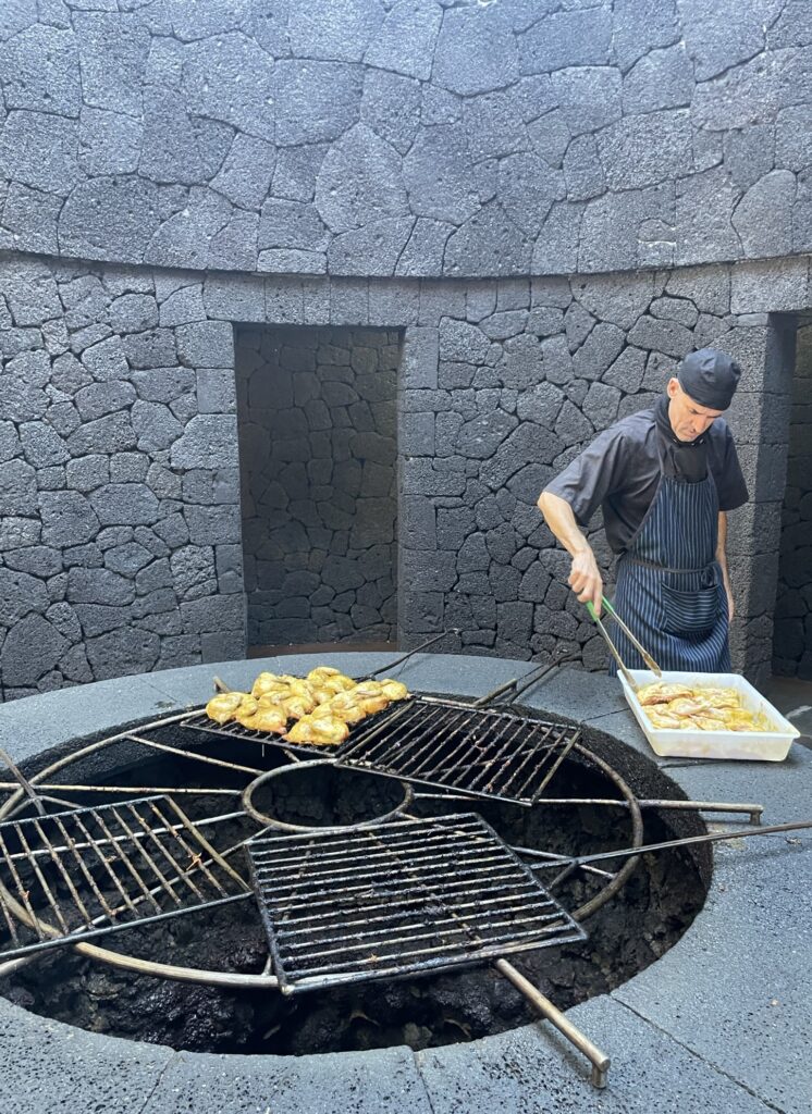 timanfaya national park, lanzarote visit with kids, chicken cooked in el diablo restaurant