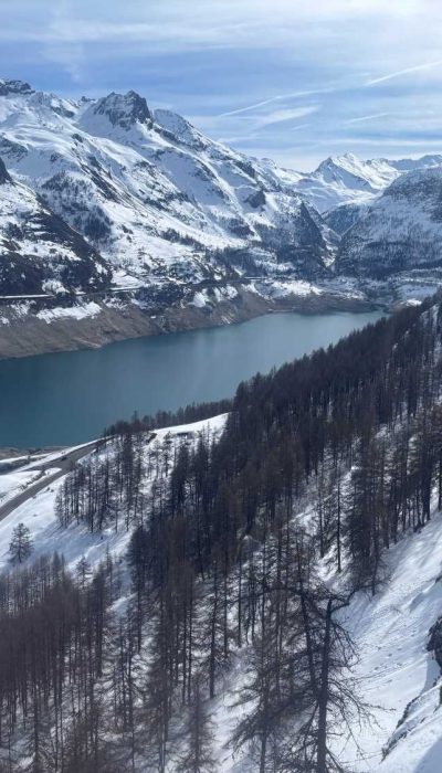 skiing in tignes france with kids_lake view